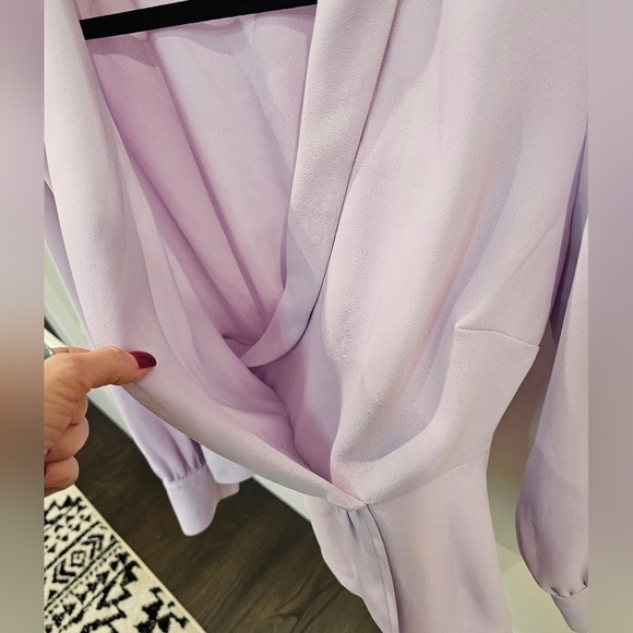 J. Crew Lilac Purple Drapey Faux Wrap Top 365 Crepe Fabric Size 8 - Picture 14 of 16